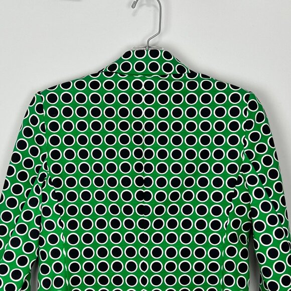 Michael Kors Womens Green Black Polka Dot Blazer Jacket  Single Button size 0 - Picture 7 of 12